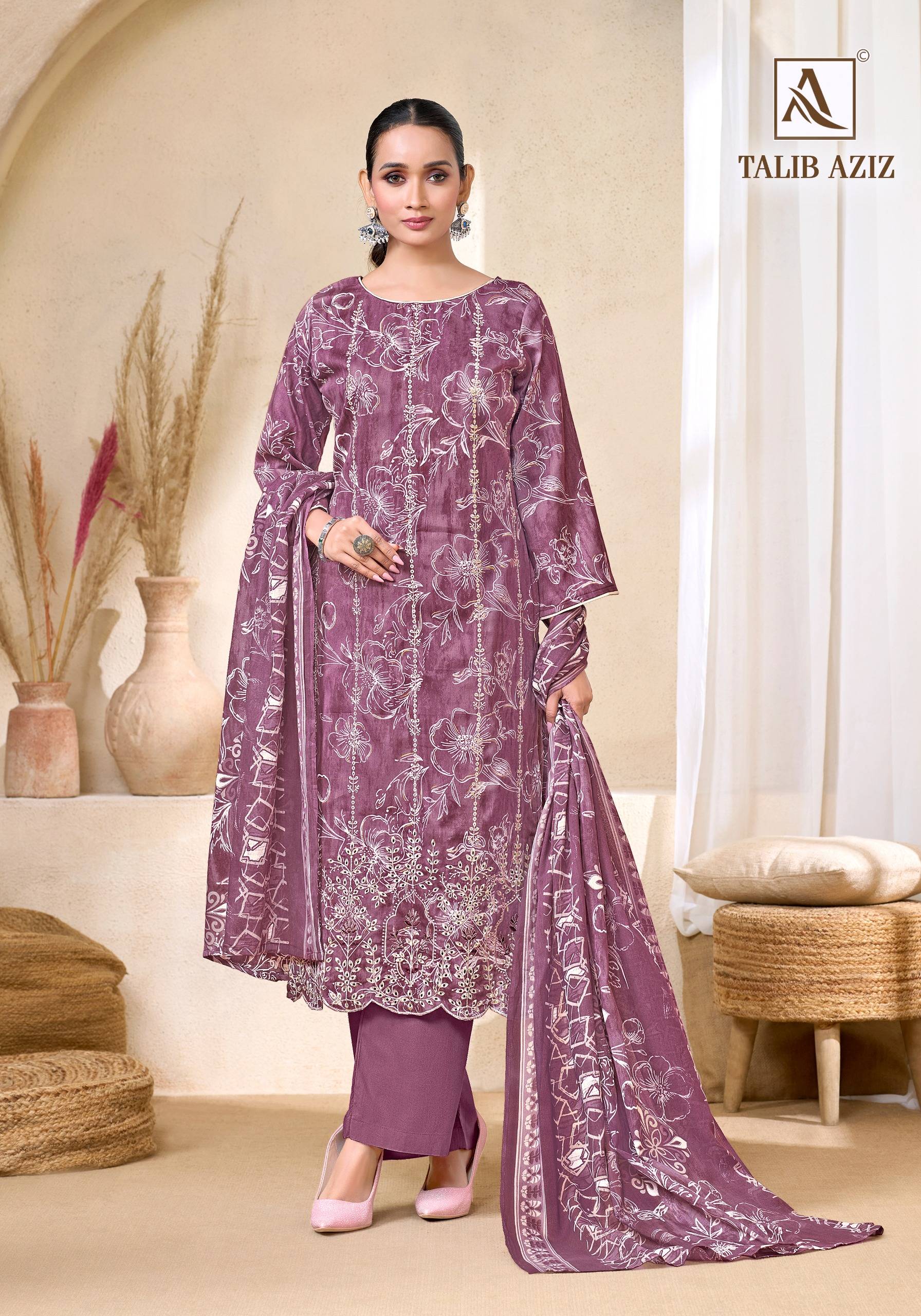 TALIB AZIZ By Alok Suit Beautiful Festive Suits Stylish Colorful Fancy Casual Wear Pure Zam Cotton Dresses At Wholesale Price